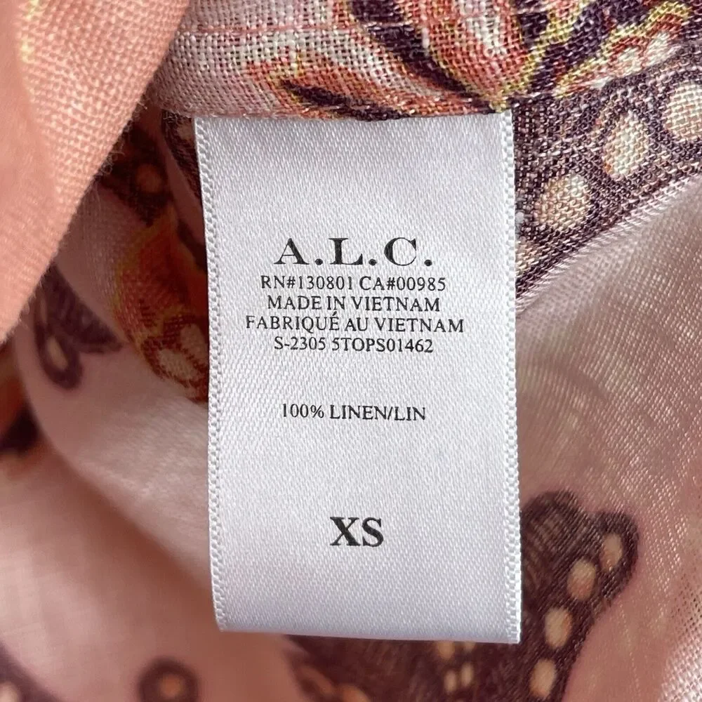 ALC Sullivan Linen Top Oversized Boxy Fit Women Size XS Button Front Lightweight